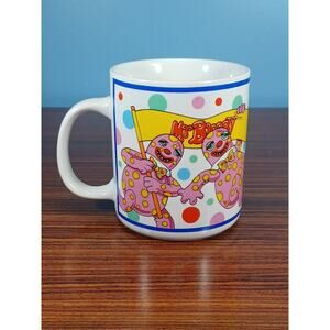 1992 Vintage Mr. Blobby Ceramic Coffee Mug /Cup Karen Colorful BBC Pink , Dots